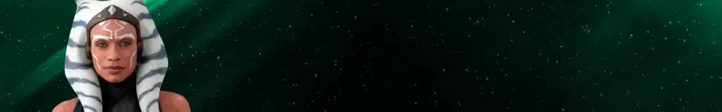 Ahsoka Tano sous un fond vert.