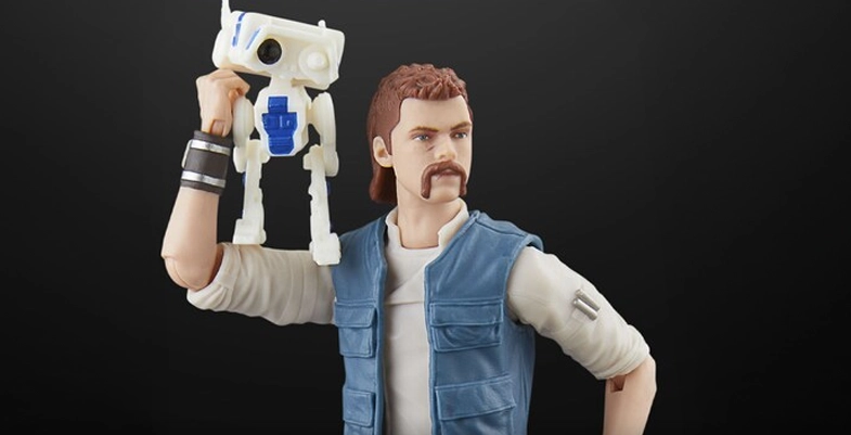 Figurine de Cal Kestis avec un mulet et moustache.