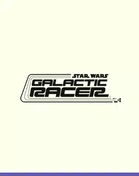 Logo du jeu Star Wars Galactic Racer sur un fond clair minimaliste.