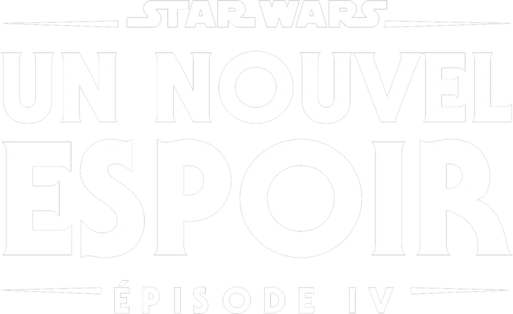 Logo blanc du film Un Nouvel espoir sous un fond transparent